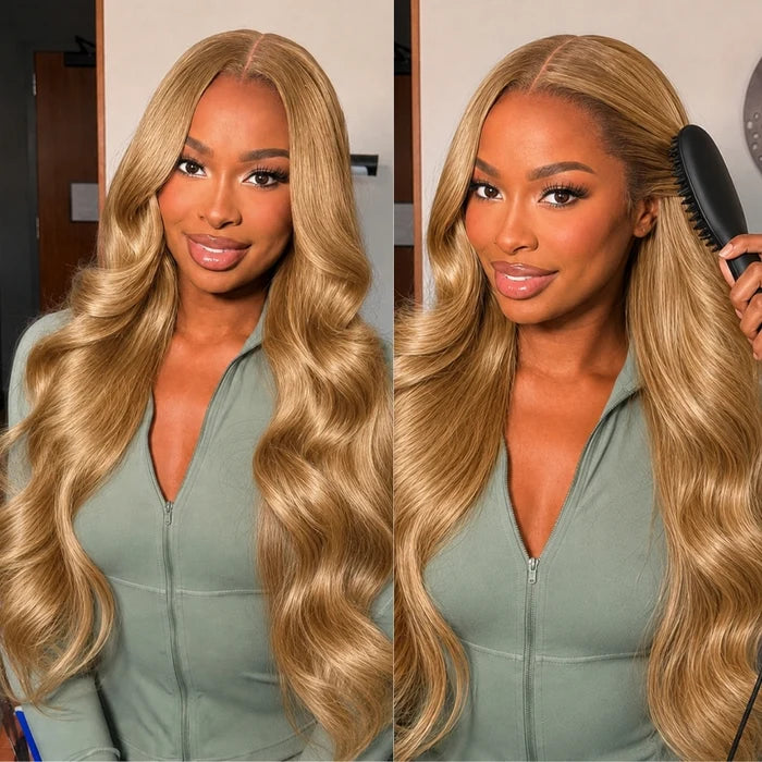Honey Blonde Body Wave Wig 13x6 HD Lace Frontal Wig 180% Density