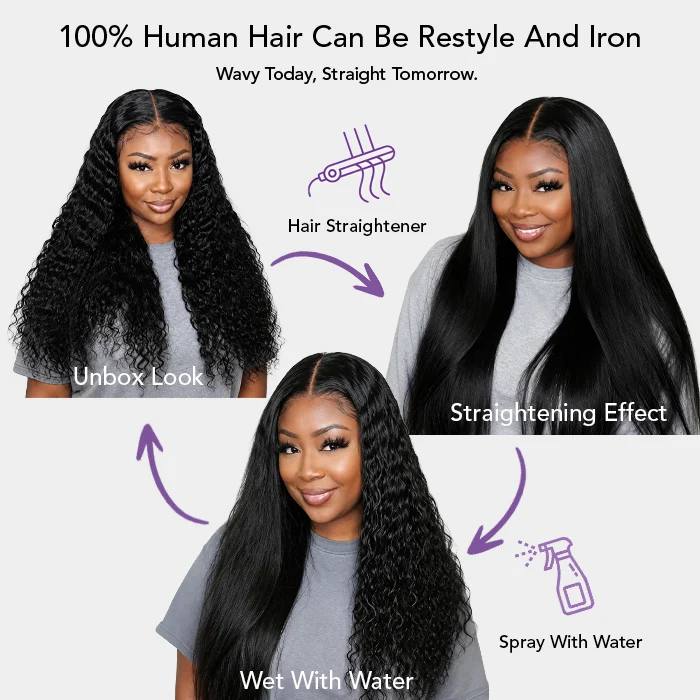 Water Wave Wigs 13*4 Lace Front Wigs Wet And Wavy Brazilian Human Virgin Hair Preplucked Natural Hairline