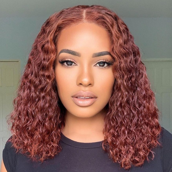 Outlet | Reddish Brown Glueless Closure 5x5 Lace Curly Wig