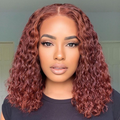 Outlet | Reddish Brown Glueless Closure 5x5 Lace Curly Wig