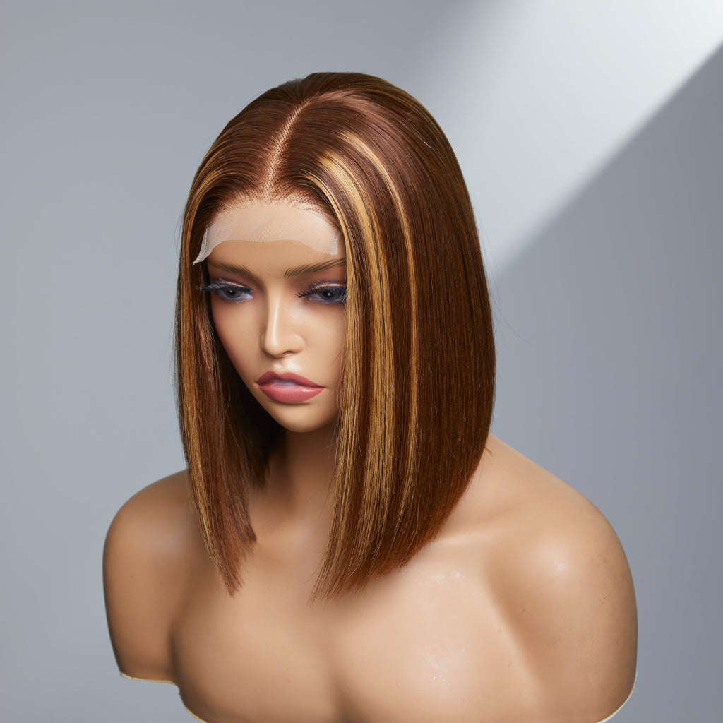 Worth I ReadytoGo Highlight Brown Bob Wig Frontal 4*4 Lace Wig