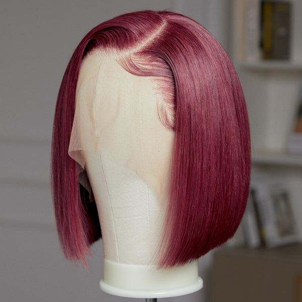 Worth | Reddish Purple Side Part Minimalist Lace Bob Wig