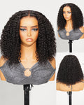 13x4 Lace Jerry Curly/Water Wave Bob Wig Pre-cut Lace Natural Black