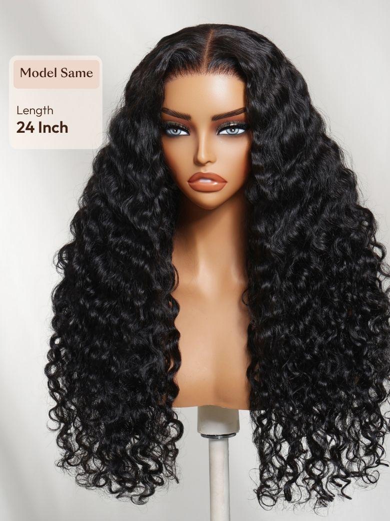 UNice 7x5 Bye Bye Slip™ Lace Natural Black Fluffy Indian Curly Glueless Wig with Invisi Drawstring