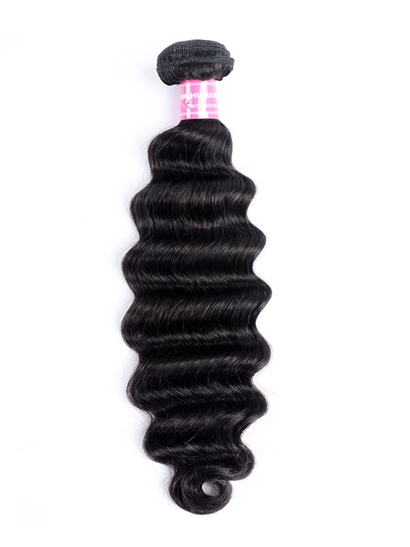 The UNice Hair 1 Bundle Virgin Human Hair Loose Deep Wave product image shows brazilian loose wave hair and deep wave texture, bundle fullness, virgin human hair quality.