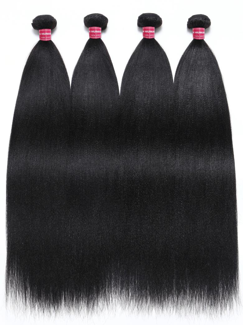 The UNice Yaki Hair Bundles 4 Pcs/pack Yaki Virgin Human Hair image highlights HUMA, HUIMA, 3 bundles brazilian virgin hair bundles.
