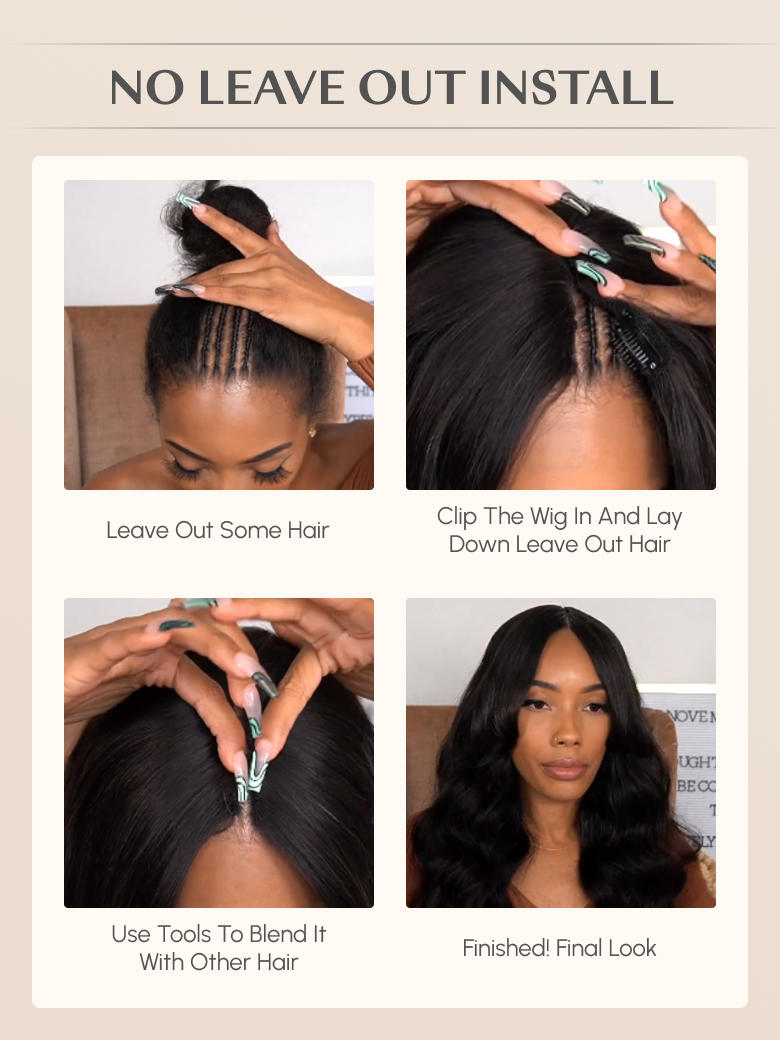The UNice Scalp-Friendly V Part Body Wave Shadow Root Balayage Highlight Colored wig image highlights NOLEAVEOUTINSTALL, ClipTheWigInAnd Lay, LeaveOutSomeHair.