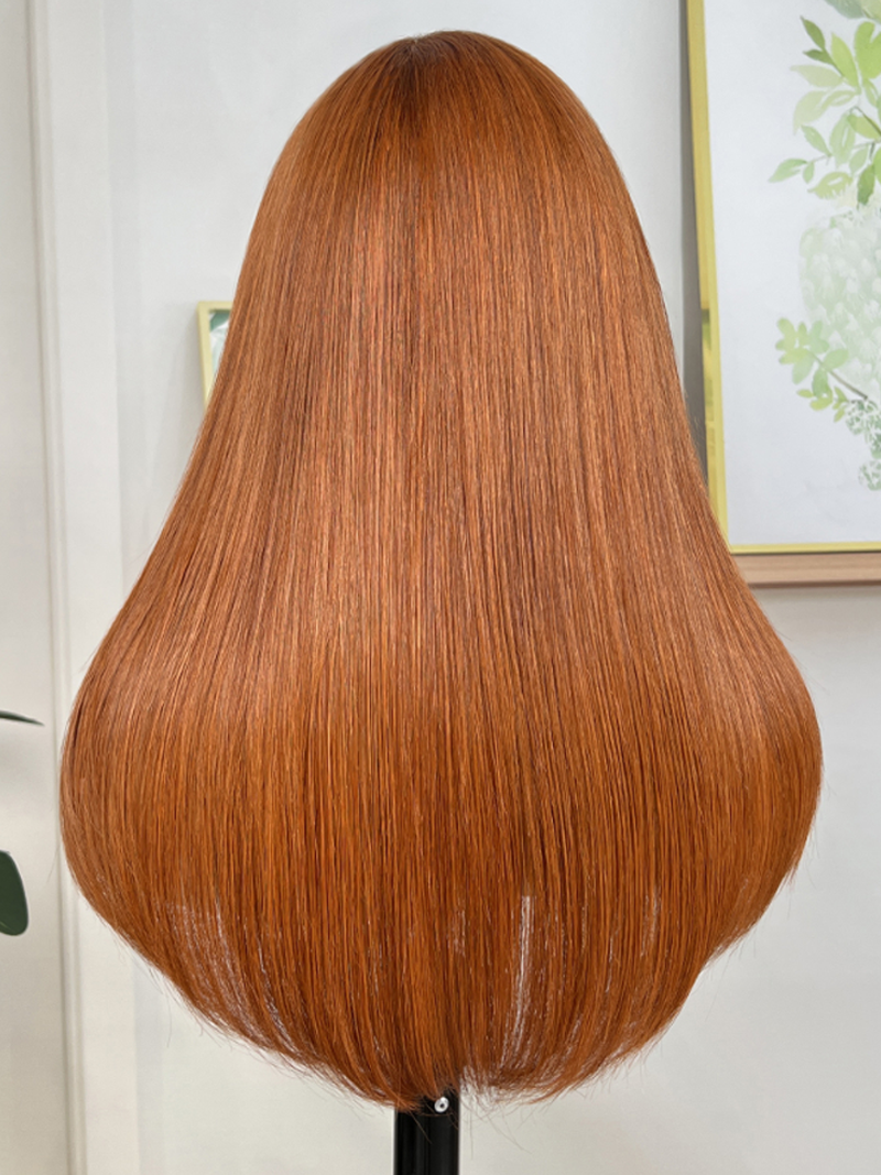 The UNice 26" Burnt Orange 13x4 Lace Front Wig 200% Density With Butterfly Wolf Layered Cut product image shows a wig on a manne and 13x4, lace finish.