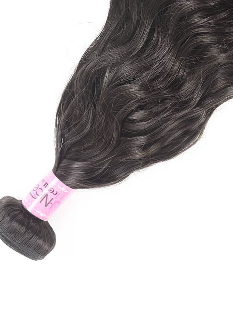 The UNice Hair Icenu Series Hair Products 1Bundle Virgin Human Hair Natural Wave product image shows a piece of hair and bundle fullness, virgin human hair quality.