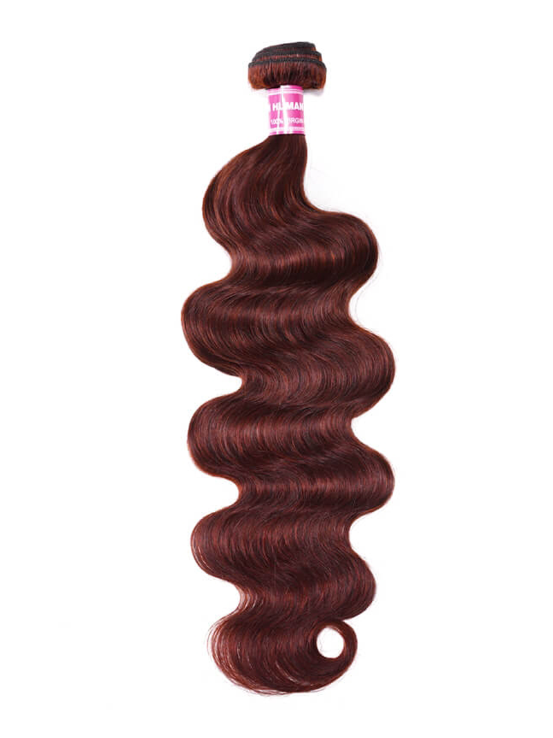 The UNice Reddish Brown Body Wave 1Pc 100% Remy Human Hair Bundle product image shows body wave hair extensions and body wave texture, reddish brown, bundle fullness.