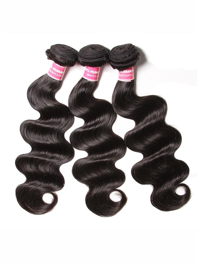 The UNice 3Pcs Remy Hair Body Wave Bundles with Lace Closure VIP Exclusive image highlights HUMAI, 0%HUMA, BEAUTY&S, UMAN, virgin body wave hair bundles and body wave.