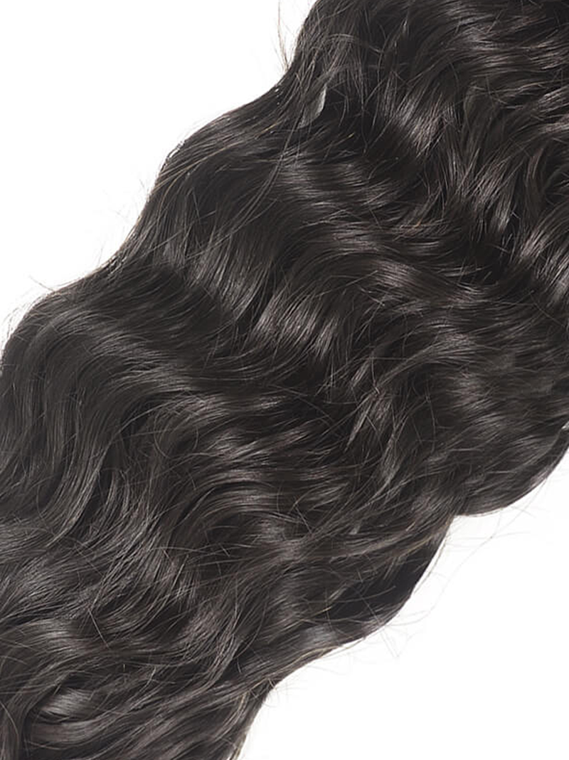 The UNice Hair Icenu Series Hair Products 1Bundle Virgin Human Hair Natural Wave product image shows a piece of hair on a white background and bundle fullness.