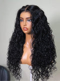 A model displays the UNice Bye Bye Slip 7x5 Lace Warm Brown with Beige Blonde Ribbon Highlights Layered wig, showing a model with blonde hair and a black top sitting.