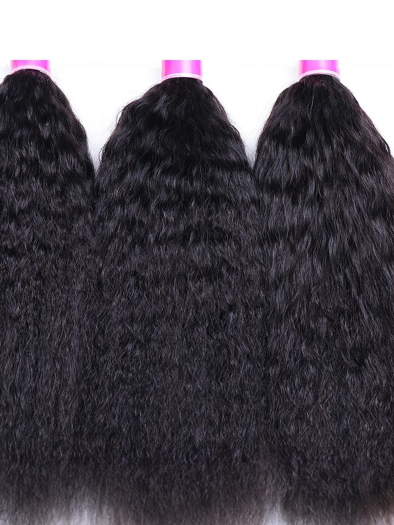 The UNice Flash sale UNice Hair 100% Virgin Kinky Straight Hair Human Hair 3 Bundles product image shows three bundles of curly hair and kinky straight texture, straight.