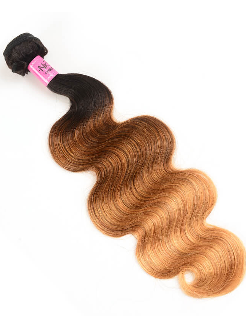 The UNice Hair Body Wave Virgin Hair 1 Bundle Unprocessed Ombre Human Hair Wave product image shows a blonde blonde body wave with a black and blonde om om hair and body.