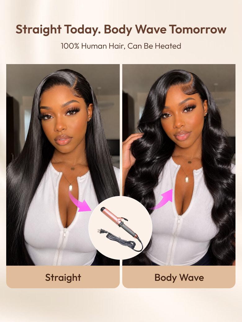 UNice 13x4 Bye Bye Slip™ Glueless Lace Black Straight Bleached Knots Drawstring Wig No Baby Hair 150% Density