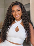 UNice 7x5 Bye-Bye Slip Lace Water Wave Black Wig With Golden Brown Highlights 150% Density Perfect Beach