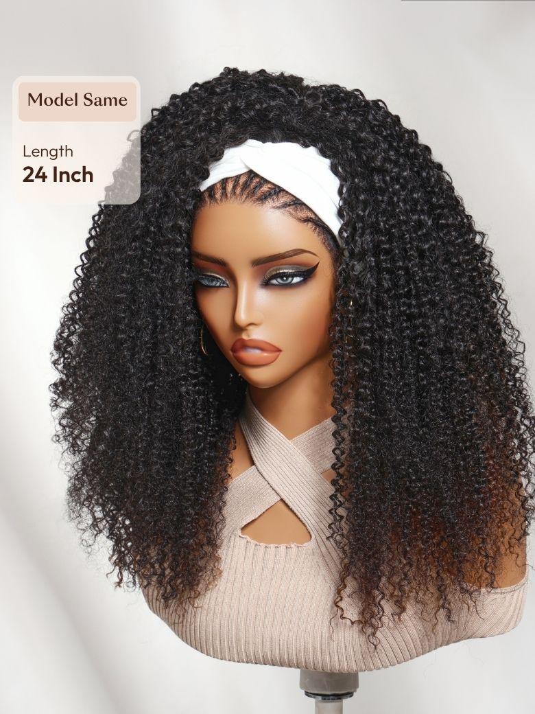 The UNice Price Drop UNice Versatile 2-in-1 Black to Brown Ombre Turn-Around Kinky Curly visual image position 5 shows a wig with curly hair on a mann mann | kinky curly.