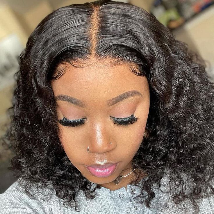 Short Deep Wave Bob Wig 13x4 Lace Frontal Human Hair Wigs