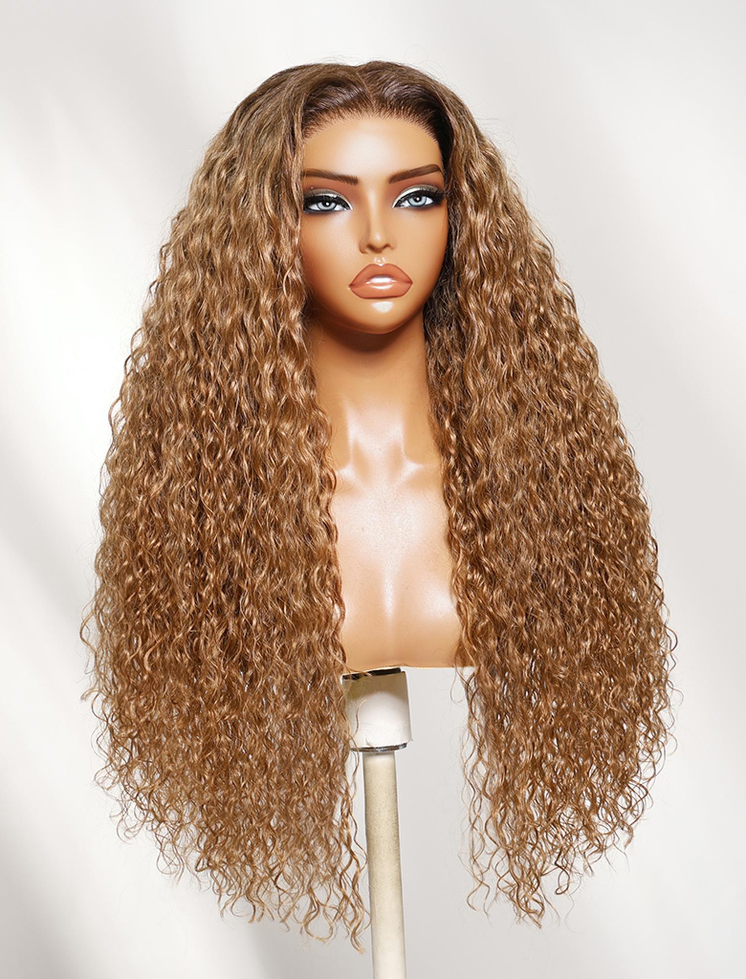 UNice Warm Honey Golden Brown Water Wave Bye-Bye Slip™ 7x5 Lace Glueless Wear and Go Wig for Beginners