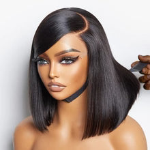 Glueless double drawn 13x4 Lace Full Frontal bob Wig Pre Plucked Human Hair