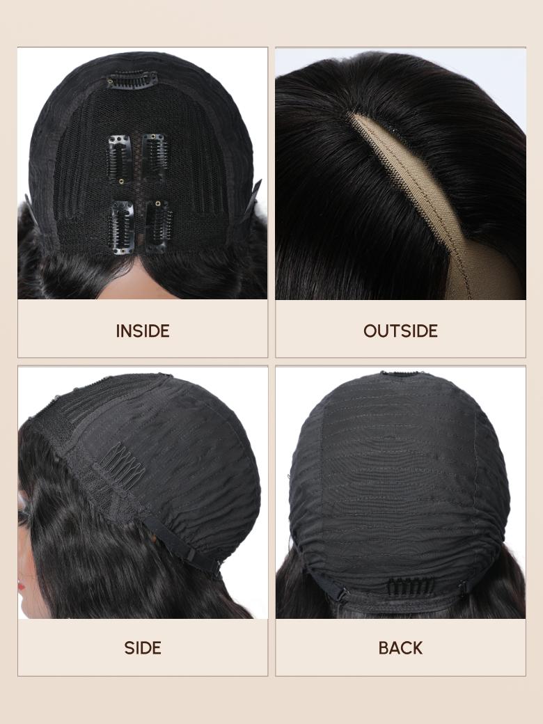 The UNice Scalp-Friendly V Part Body Wave Shadow Root Balayage Highlight Colored wig image highlights INSIDE, OUTSIDE, SIDE, BACK, the hair extension method for hair.