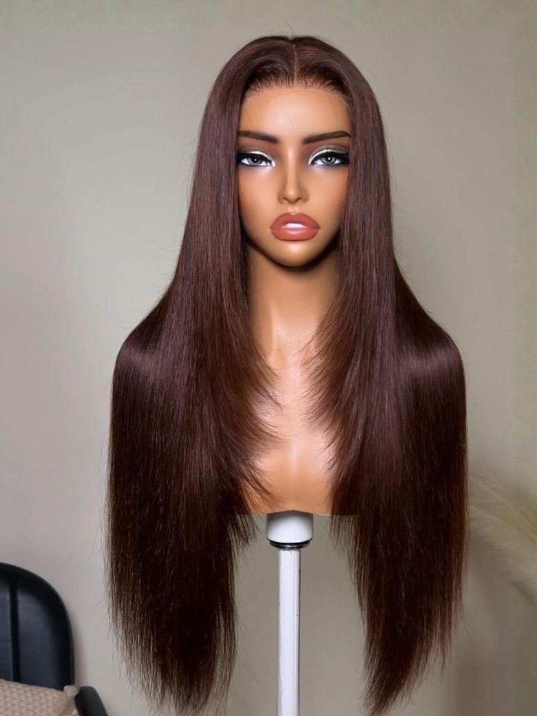 The UNice 13x4 Bye Bye Slip Lace Frontal Soft Ombre Caramel Brown Balayage Body Wave Wig product image shows a wig with long wavy hair and body wave texture, ombre, 13x4.