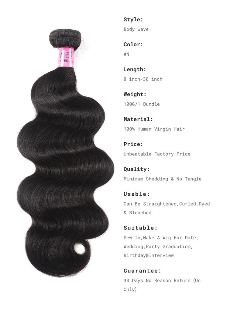 The UNice Hair Unprocessed 4 Bundles Body Wave Virgin Hair With 13x4 Lace Frontal image highlights Style, Body wave, Color, #N, brazilian body wave hair bundles and body.