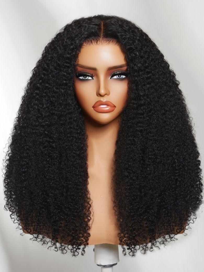The UNice 7x5 Bye Bye Slip Black Fluffy Kinky Coils Texture Wig with Invisi Drawstring product image shows a wig with long curly hair and defined coils texture, 7x5.