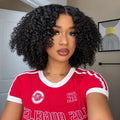 Short Jerry Curly Bob Glueless Pre Cut Lace Wig with Drawstring 100% Human Hair