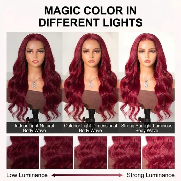 99J Burgundy Colored 13x4 Lace Front Wig Human Hair Wigs with Pre Plucked Hairline