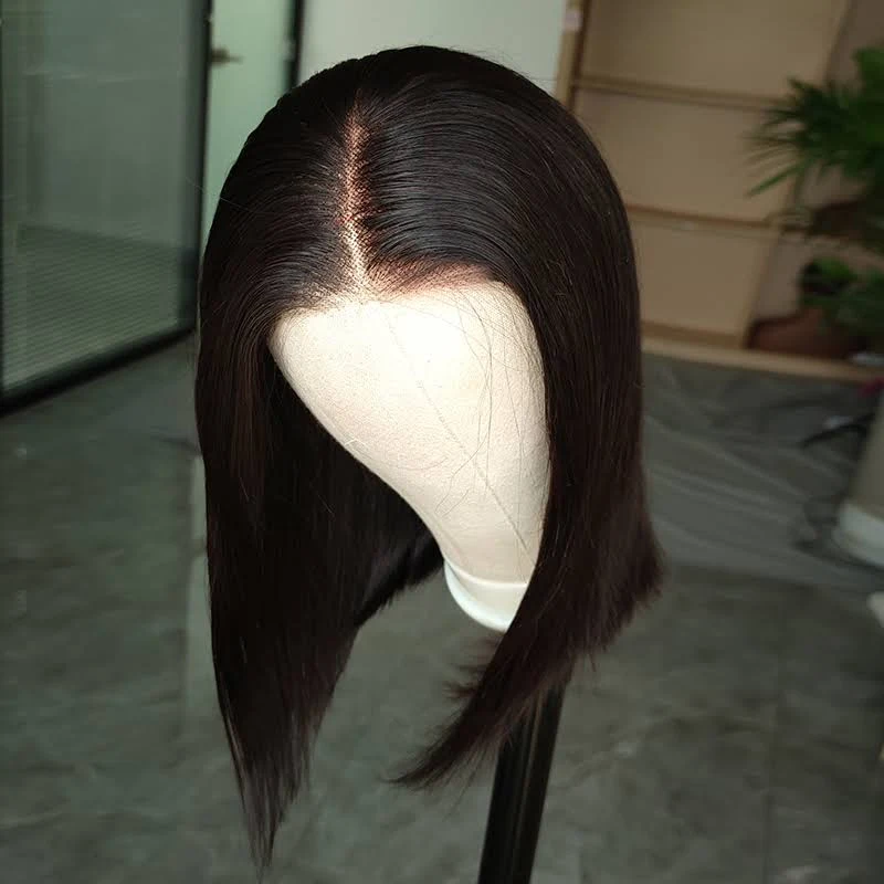 Brazilian Human Hair 4x4 Straight Bob Wigs Pre Cut Lace Closure Wear Go Wigs