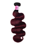 The UNice Hair High Quality Novel #TB99J Straight & Body Wave Virgin Hair 1 Bundle for image highlights cenu, burgundy body wave hair extensions and body wave texture.
