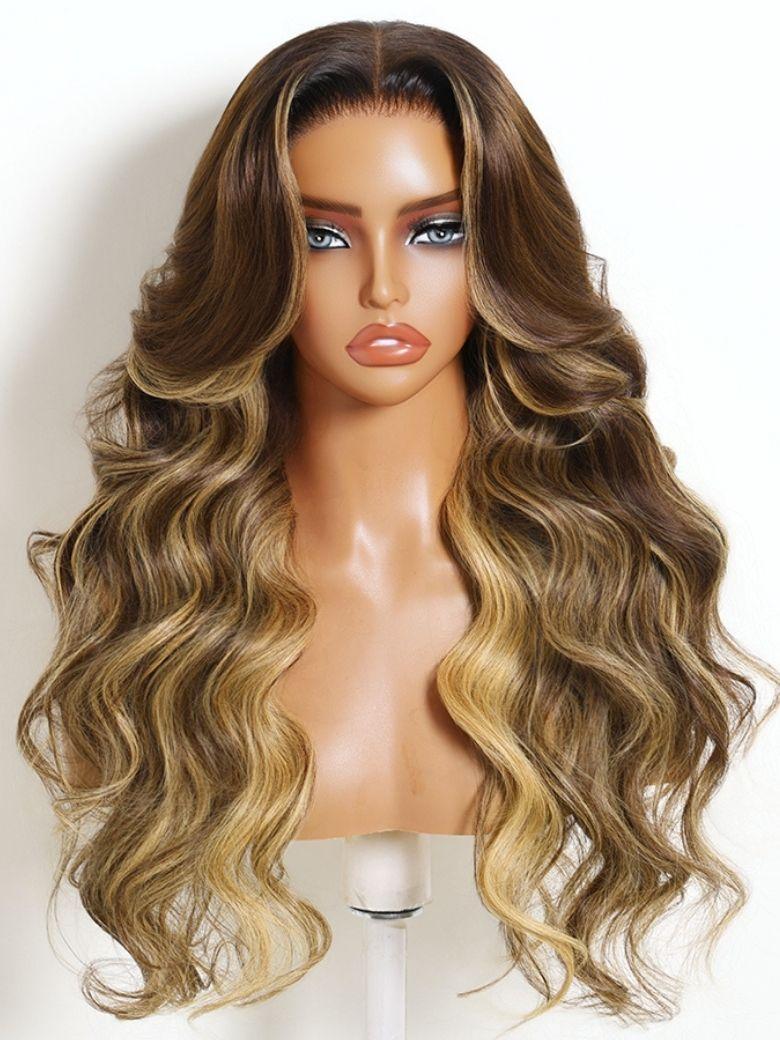 UNice Honey Blonde Highlights Loose Wave with Face-Framing Layers Bye-Bye Slip™ 7x5 Lace Closure Glueless Ready-to-Go Wig for Beginners