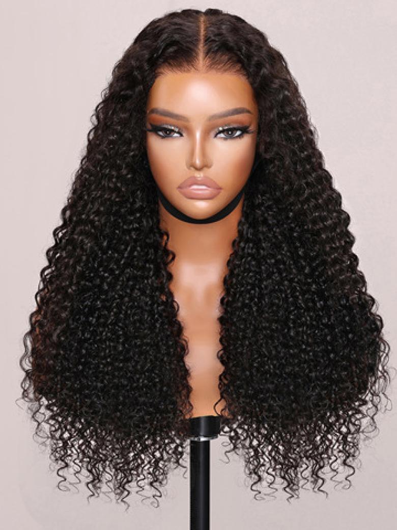 The UNice 200% Density 7x5 Bye Bye Knots Wig Glueless Lace Jerry Curly Wig With Bleached product image shows a wig with curly hair and jerry curl texture, curly texture.