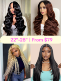 A model displays the UNice 22-28 Inch High-Density (200%+) Humanl Hair Wig, showing wigs for black women.