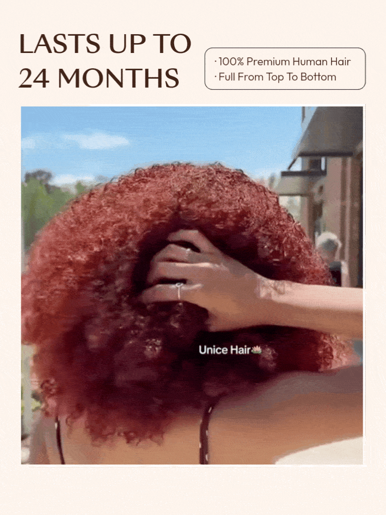 UNice Reddish Brown Jerry Curly Wig Bye-Bye Slip™ 7x5 Lace Closure Glueless Glam-Ready Night Out Statement Curls Eye-Catching Color