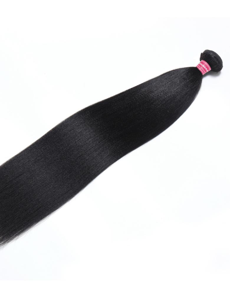 The UNice Hair Bundle 1 Pc/pack Yaki Virgin Human Hair product image shows brazilian virgin hair bundles and yaki texture, bundle fullness, virgin human hair quality.