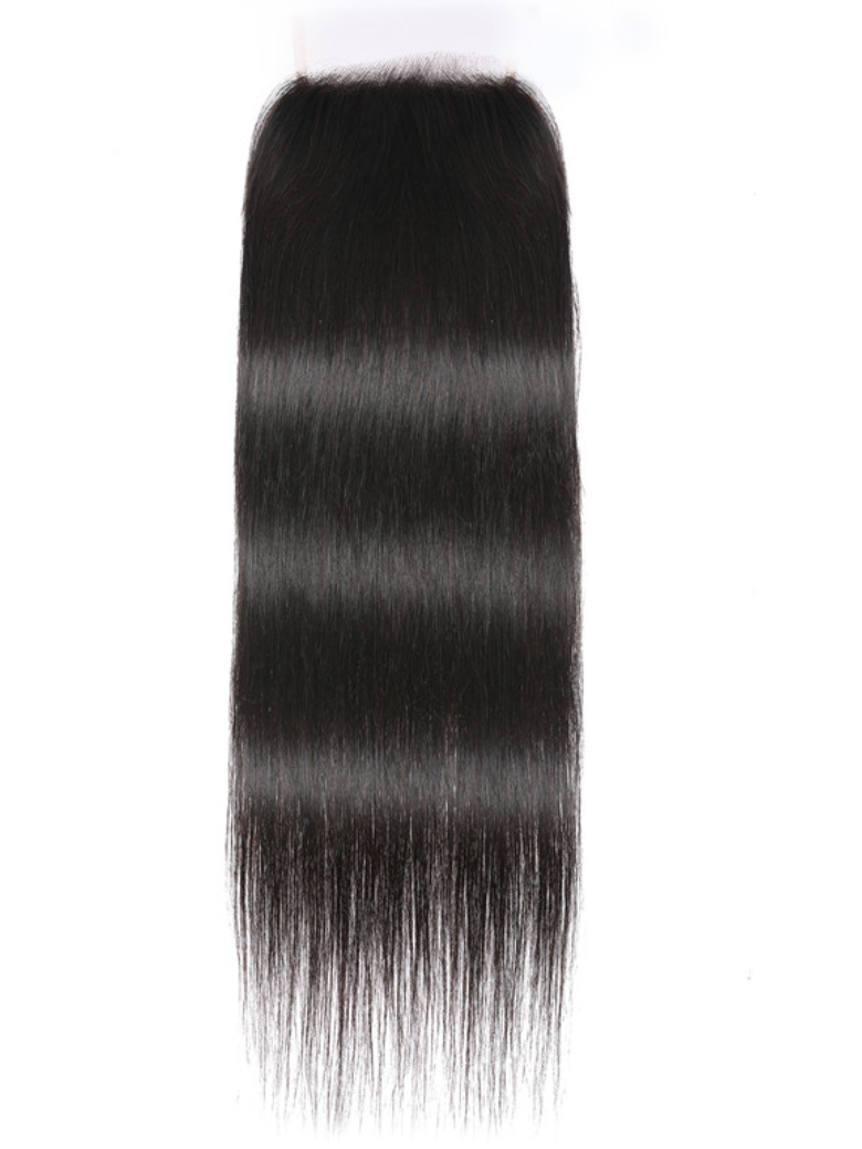 The UNice 5x5 HD Lace Free Part Human Hair Straight Lace Closure product image shows brazilian straight hair bundles and straight texture, 5x5, lace finish.