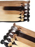 The UNice KERAHERO U-TIP STRAIGHT: 50G product image shows a bunch of hair extensions with flowers on them and straight texture.