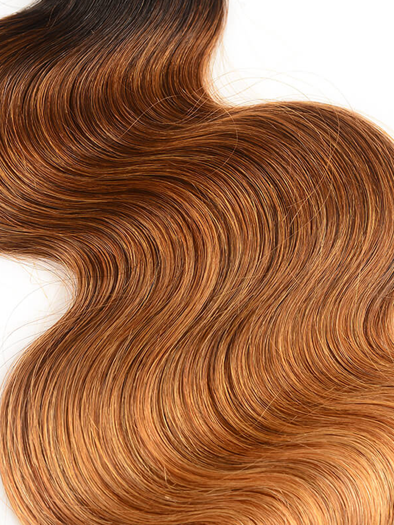 The UNice Hair Body Wave Virgin Hair 1 Bundle Unprocessed Ombre Human Hair Wave product image shows a hair extension with a wavy color and body wave texture, ombre.