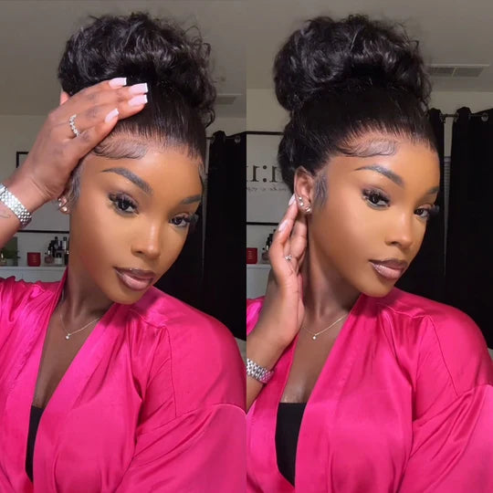 360 Water Wave Invisi-String Snug Fit Skin Full Lace Frontal Wig Glueless Pre Bleached Human Hair Wig