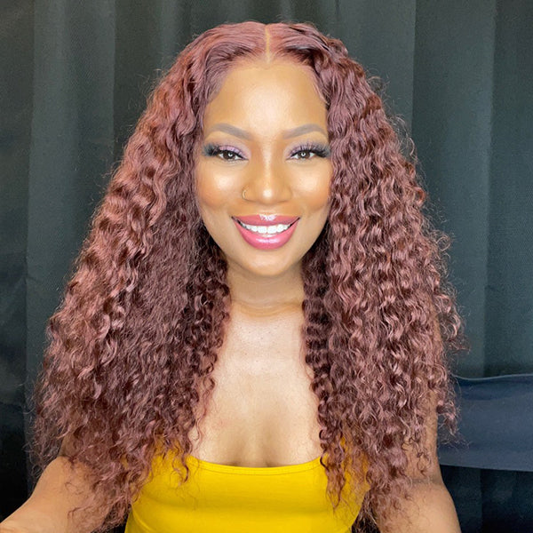 OUTLET I Cinnamon Brown Color Deep Wave Lace Wig