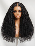 The UNice 7x5 Lace Bye Bye Knots Black Defined Coils 3C-4A Blend Curly Wig with Invisi visual image position 5 shows a wig with curly hair on a mann | curly texture.