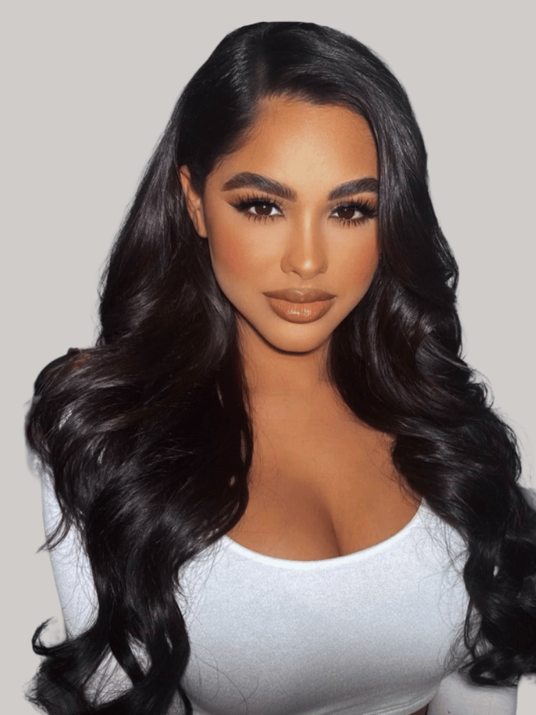A model displays the UNice 13x4 Pre-Everything Transparent Lace Front 3D Body Wave Wig Real Ear To Ear, showing kim kim kim kim kim kim kim kim kim kim kim kim kim kim.
