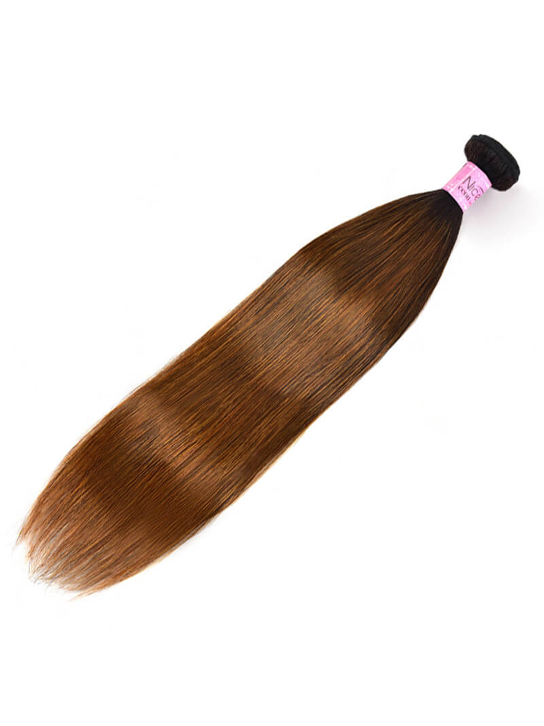 The UNice Superior Straight Human Hair Weave Virgin 1 Bundles Deals #FB30 Colored Hair product image shows brazilian straight hair extensions and straight texture.