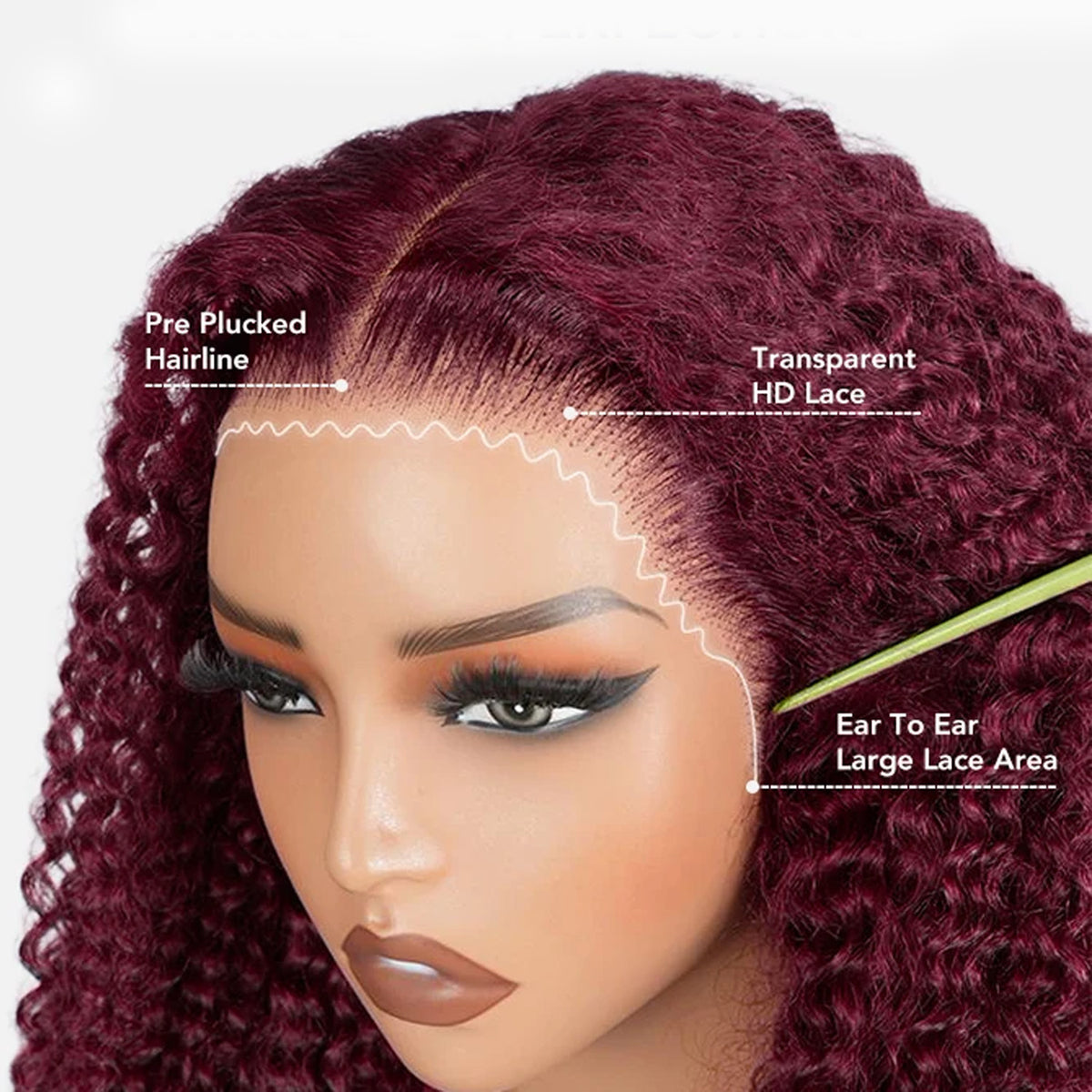 Deep Wave 99J Burgundy Wig 13x4 HD Lace Frontal Wigs with Pre Plucked Hairline Pre Cut Lace