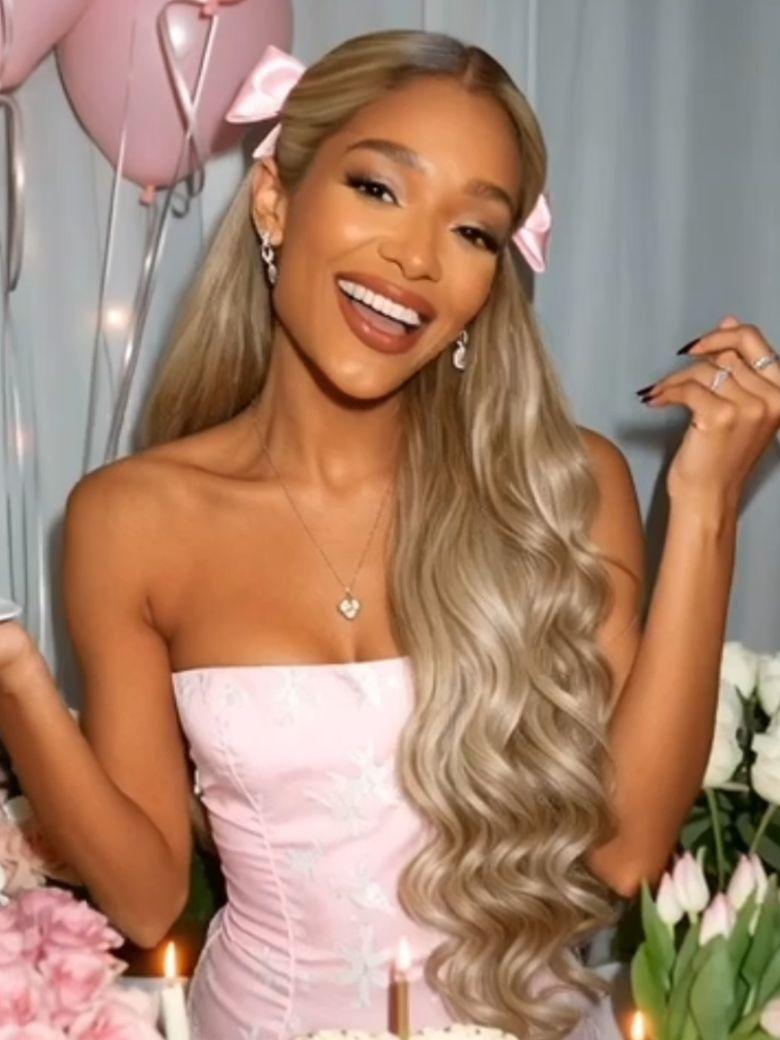 The UNice Ash Blonde With Brown Roots No Slip 13x4 Pre-Everything Lace Frontal Body Wave product image shows nicka is the new face of nicka ' s new album and body wave.