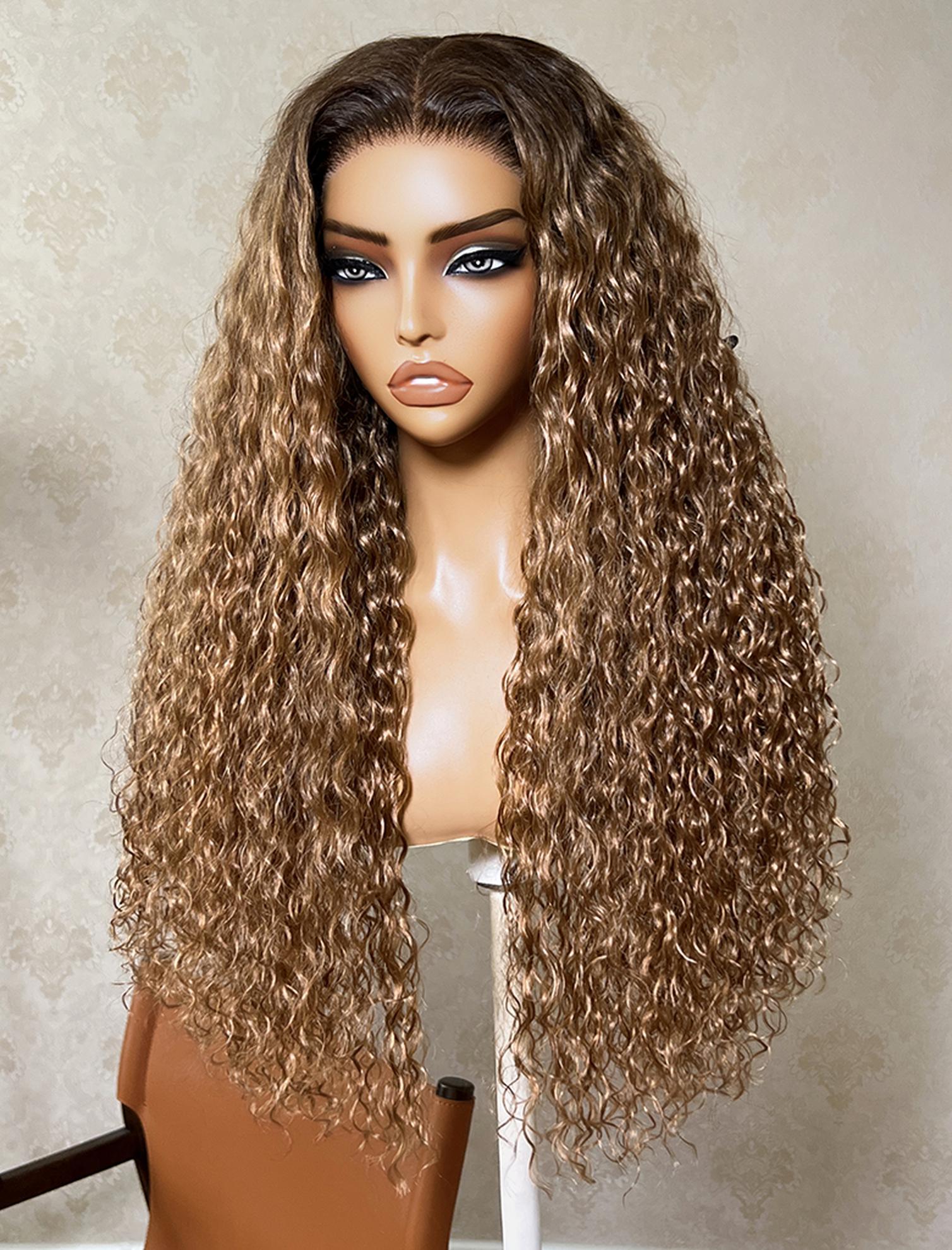 UNice Warm Honey Golden Brown Water Wave Bye-Bye Slip™ 7x5 Lace Glueless Wear and Go Wig for Beginners
