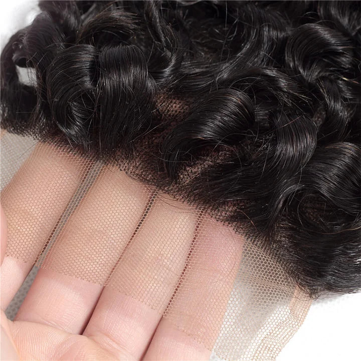 Deep Wave 4 Bundles With 4x4 Lace Closure Human Hair Closure With Bundle Deals